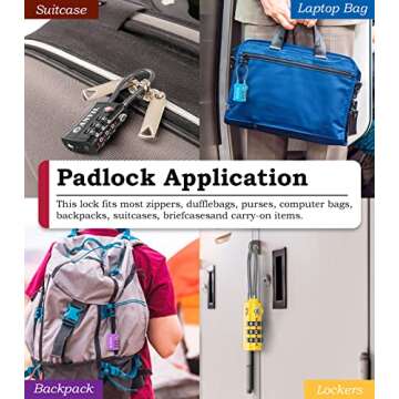 ANVIL TSA Approved Luggage Locks - Re-settable 3-Digit Combination Cable Lock with Alloy Body, Keyless Travel Sentry Accepted Padlock for Gym Locker, Golf Bags, Suitcases