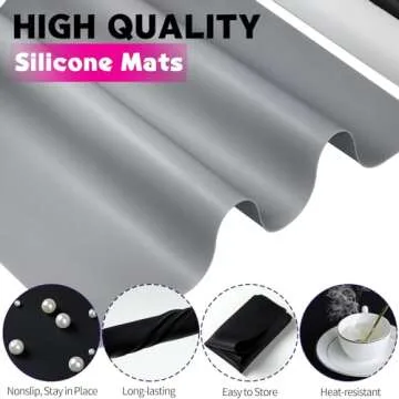 LEOBRO Silicone Mat, 3 PCS 15.7” x 11.7" Silicone Mats for Resin Molds, Play Dough Mat, Silicone Sheets Mat for Epoxy Resin, UV Resin, Nonstick Black Silicone Mat for Crafts, Silicone Molds, Clay