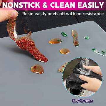 LEOBRO Silicone Mat, 3 PCS 15.7” x 11.7" Silicone Mats for Resin Molds, Play Dough Mat, Silicone Sheets Mat for Epoxy Resin, UV Resin, Nonstick Black Silicone Mat for Crafts, Silicone Molds, Clay