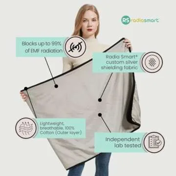 Radia Smart® EMF Protection Poncho, Wrap, Wearable Blanket. RF Radiation Shielding, WiFi Blocker, Protection Clothing 28" x 72", Black