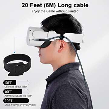 Kuject Link Cable for Quest 3/2 and Pico 4 - 20FT High Speed