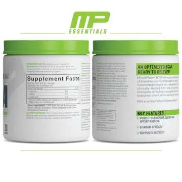 MusclePharm Essentials BCAA Powder, Pre & Post Workout Recovery Drink, Supports Muscle Recovery & Energy, Essential Amino Acids, 30 Serv, Fruit Punch
