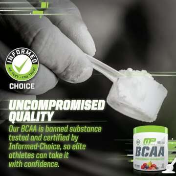 MusclePharm Essentials BCAA Powder, Pre & Post Workout Recovery Drink, Supports Muscle Recovery & Energy, Essential Amino Acids, 30 Serv, Fruit Punch