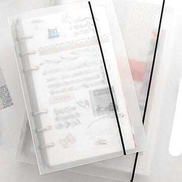 BCP 2pcs A6 Plastic Translucent Durable 6-Rings Binder Protector Cover for DIY Scrapbook