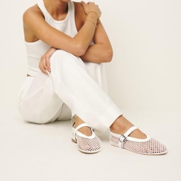 MICIFA Women's Stylish Mesh Ballet Flats with Buckle Strap