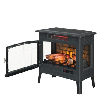 duraflame Freestanding Electric Fireplace Stove Heater with 3D Flame Effect for 1,000 Sq. Ft. Room, Black