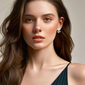 Tobestu Cute Green Cubic Zirconia Daisy Flower Stud Earrings, Ideal Gift for Daughters, Sisters, and...