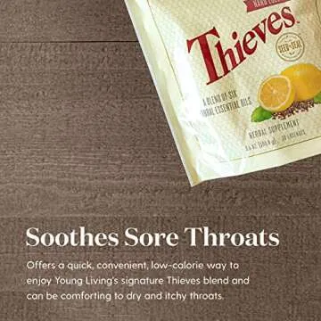 Young Living Thieves Hard Lozenges, 30 ct | Sugar-Free Relief for Dry Mouth & Sore Throat | Clove, Lemon, Peppermint Essential Oils | Gentle on Stomach