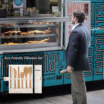 Bamboo Utensils | Bamboo Travel Utensils | Flatware Set | Knife, Fork, Spoon, Reusable Straws and Chopsticks | Camping Utensils Set | Portable Utensils Set