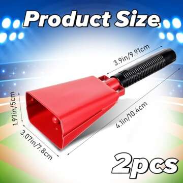 Loud Steel Cowbells with Handle for Sporting Events 2 Pack