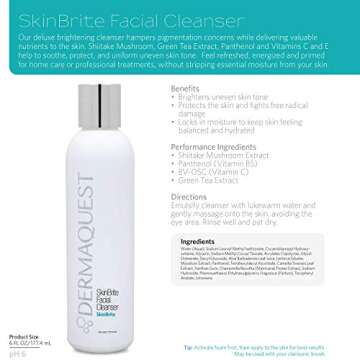 DermaQuest SkinBrite Facial Cleanser - Hydrating & Brightening Skin Cleanser - Balance Uneven Skin Tone and Hyperpigmentation (6 oz.)