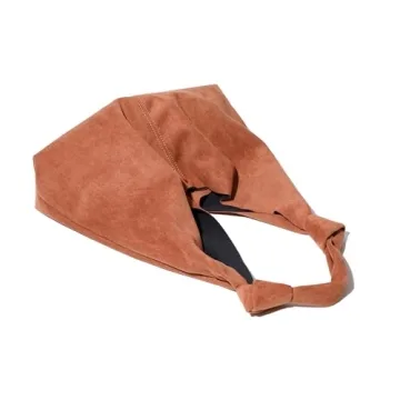 RAVESSIA Women's Suede Slouchy Hobo Tote Knotted Shoulder Bag with Extra Pouch (Brown)