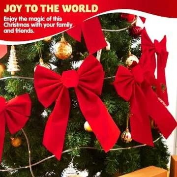 JOYIN 12 Pack Christmas Red Velvet Bows, 13" Long by 9" Wide Decorative Christmas Bows for Wreath Garland Tree Decor, Indoor Outdoor Holiday Decorations