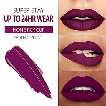 MAKI YIKA Dark Purple Lipstick for Women Color Stay Long Lasting Lipsticks, No Smudge Matte Liquid L...