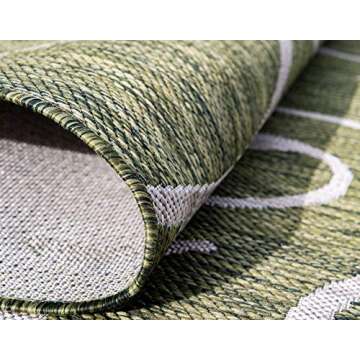 Unique Loom Outdoor Botanical Collection Area Rug - Curl (4' x 6' Rectangle Green/Ivory)