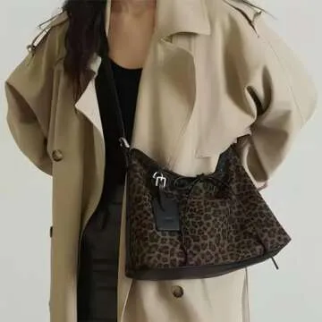 Leopard Print Hobo Bags For Women, Leopard Print Knitted Shoulder Bag,Slouchy Shoulder Purse, Ladies Large Hobo Purse, Women Traveling Bag,Women's Tote Handbags,cheetah print purse,bags