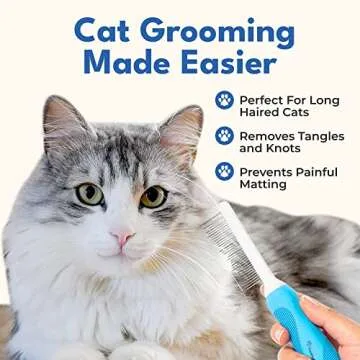 Grooming Comb for Long & Curly Hair in Dogs & Cats - Top Pet Detangler Brush - Removes & Prevents Matted Fur - Perfect for Goldendoodle, Poodle Mixes, and Cat Undercoat