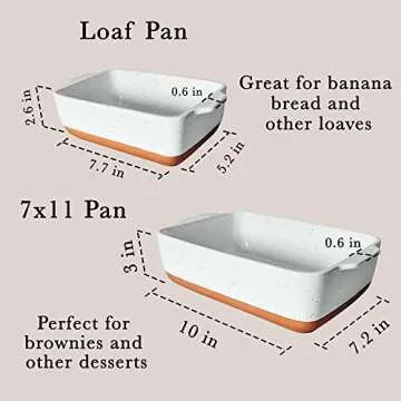 Mora 7x11in & Loaf Baking Dishes - Porcelain Casserole & Bakeware, Oven-to-Table, Freezer Safe - Set...