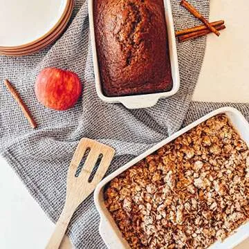 Mora 7x11in & Loaf Baking Dishes - Porcelain Casserole & Bakeware, Oven-to-Table, Freezer Safe - Set of 2, White