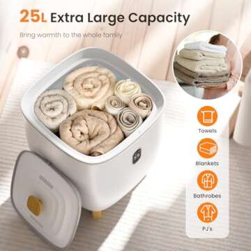 Electactic 25L Towel Warmer,Large Towel Warmers for Bathroom,Hot Towel Warmers Bucket with 2 Heating...