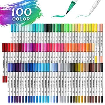 Hethrone Markers for Adult Coloring - 100 Colors Dual Tip Brush Pens Art Markers Set, Fine Tip Marke...