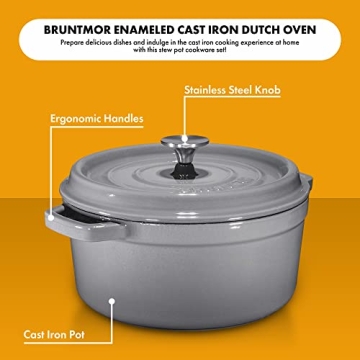 Bruntmor 6.5 qt Enameled Cast Iron Round Dutch Oven