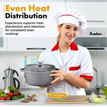 Bruntmor 6.5 qt Enameled Cast Iron Round Dutch Oven