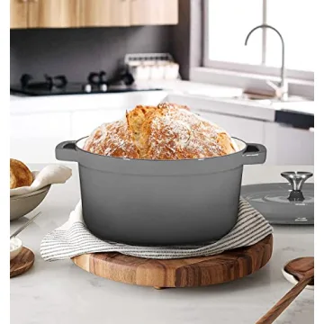 Bruntmor 6.5 qt Enameled Cast Iron Round Dutch Oven