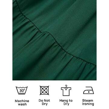 ZESICA Women's 2025 Bohemian Summer Floral Print One Shoulder Sleeveless Smocked Ruffle Tiered Beach Long Midi Dress,SolidDarkGreen,Medium