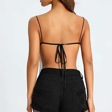 Women Crop Camisole Top Fairy Grunge Spaghetti Strap Tank Y2k Aesthetic Sleeveless Crop Tank Top Summer Streetwear (White, M)