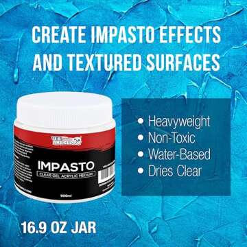 U.S. Art Supply Impasto Clear Gel Acrylic Medium for Painting – 500ml Tub, Matte & Gloss Gel Mediu...