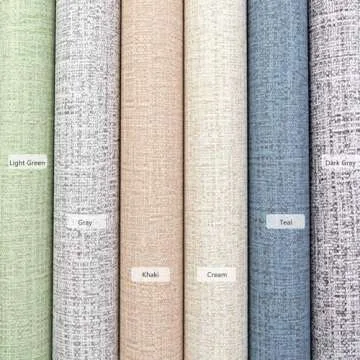 Yancorp Textured Cream Grasscloth Self-Adhesive Wallpaper