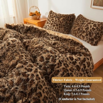 XeGe Cheetah Print Fur Duvet Cover Set for Cozy Comfort