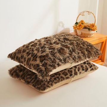 XeGe Cheetah Print Fur Duvet Cover Set for Cozy Comfort