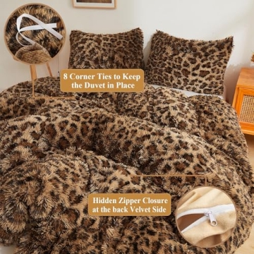 XeGe Cheetah Print Fur Duvet Cover Set for Cozy Comfort