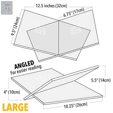 Baseline IGR Large Clear Acrylic Book Stand, 12.5" x 9.5" x 5.5”, Acrylic Book Holder, Open Bookstand for Display and Reading Cookbooks, Art Books, Bibles, Magazines - Home and Office