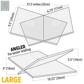 Baseline IGR Large Clear Acrylic Book Stand, 12.5" x 9.5" x 5.5”, Acrylic Book Holder, Open Bookstand for Display and Reading Cookbooks, Art Books, Bibles, Magazines - Home and Office