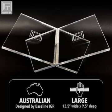 Baseline IGR Large Clear Acrylic Book Stand, 12.5" x 9.5" x 5.5”, Acrylic Book Holder, Open Bookstand for Display and Reading Cookbooks, Art Books, Bibles, Magazines - Home and Office