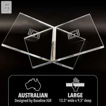 Baseline IGR Large Clear Acrylic Book Stand, 12.5" x 9.5" x 5.5”, Acrylic Book Holder, Open Bookstand for Display and Reading Cookbooks, Art Books, Bibles, Magazines - Home and Office