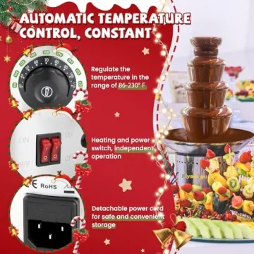 Flyseago Chocolate Fountain 4-Tier Stainless Steel 11Lbs