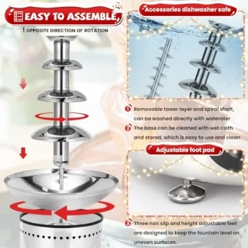 Flyseago Chocolate Fountain 4-Tier Stainless Steel 11Lbs