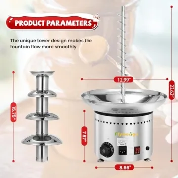 Flyseago Chocolate Fountain 4-Tier Stainless Steel 11Lbs