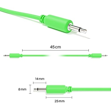 ExcelValley - 5-Pack - Mono Modular Patch Cables - TS 3.5mm 1/8" Eurorack Synthesizer [Green | 15 cm...