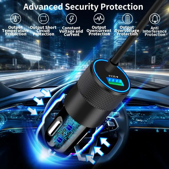 MFi Certified iPhone Fast Car Charger with Cable