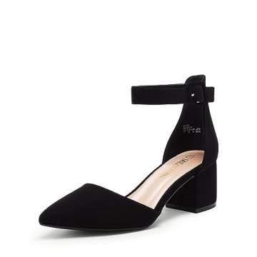 DREAM PAIRS Women's Low Heel Pump Shoes - Comfort Meets Style in Black/Nubuck!