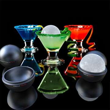 Chillz Ice Ball Maker Mold for Whiskey - Set of 2 Individual 2.5 Inch Ice Molds - Elevate Your Drink...