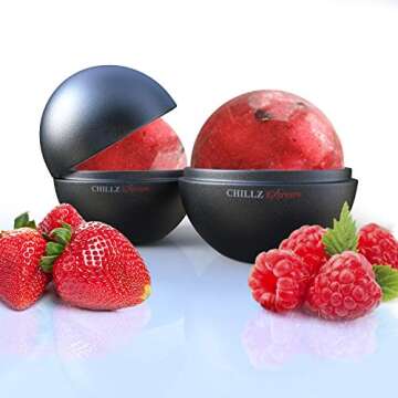 Chillz Ice Ball Maker Mold for Whiskey - Set of 2 Individual 2.5 Inch Ice Molds - Elevate Your Drinks with Slow Melting Spheres