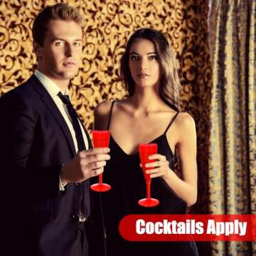 FillTouch 24 Pcs Heart Shaped Champagne Flutes Valentines Plastic Goblet Cups 4.4oz Disposable Champagne Glasses for Bachelorette Wedding Bridal Shower Party(Red)