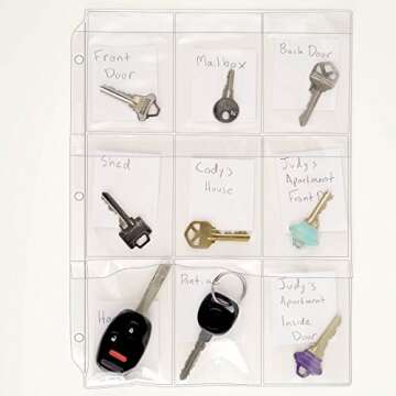 StoreSMART® Key Holder - Clear Vinyl Binder Pages - 10-Pack - Top Load with Flaps- RMSTWPF-KEY-10