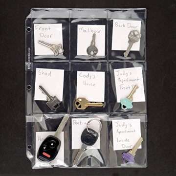 StoreSMART® Key Holder - Clear Vinyl Binder Pages - 10-Pack - Top Load with Flaps- RMSTWPF-KEY-10